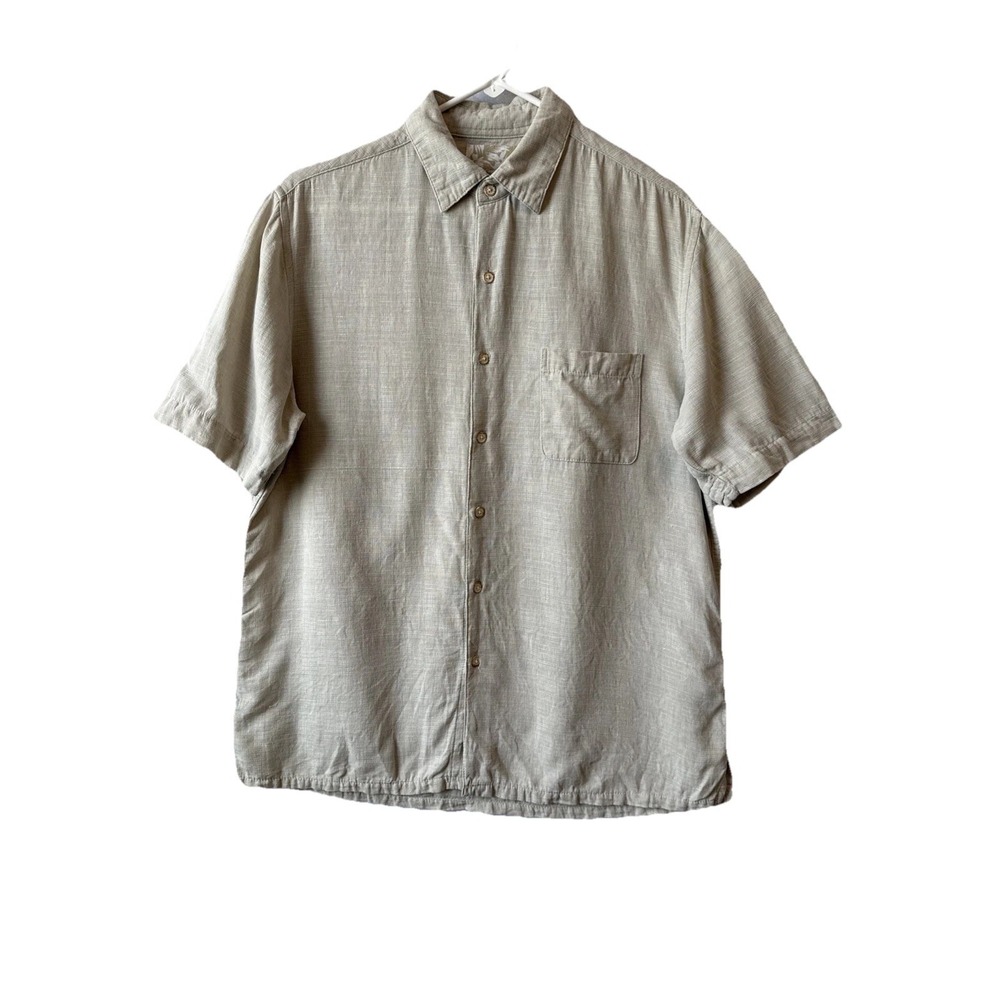 Tasso Elba Island Woven Silk Linen Short Sleeve Button Up Shirt S‎ Luxury Resort